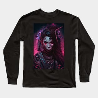 Female Cyberpunk Samurai Long Sleeve T-Shirt